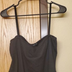 Missguided Black Ribbed Straight Neck Bodysuit